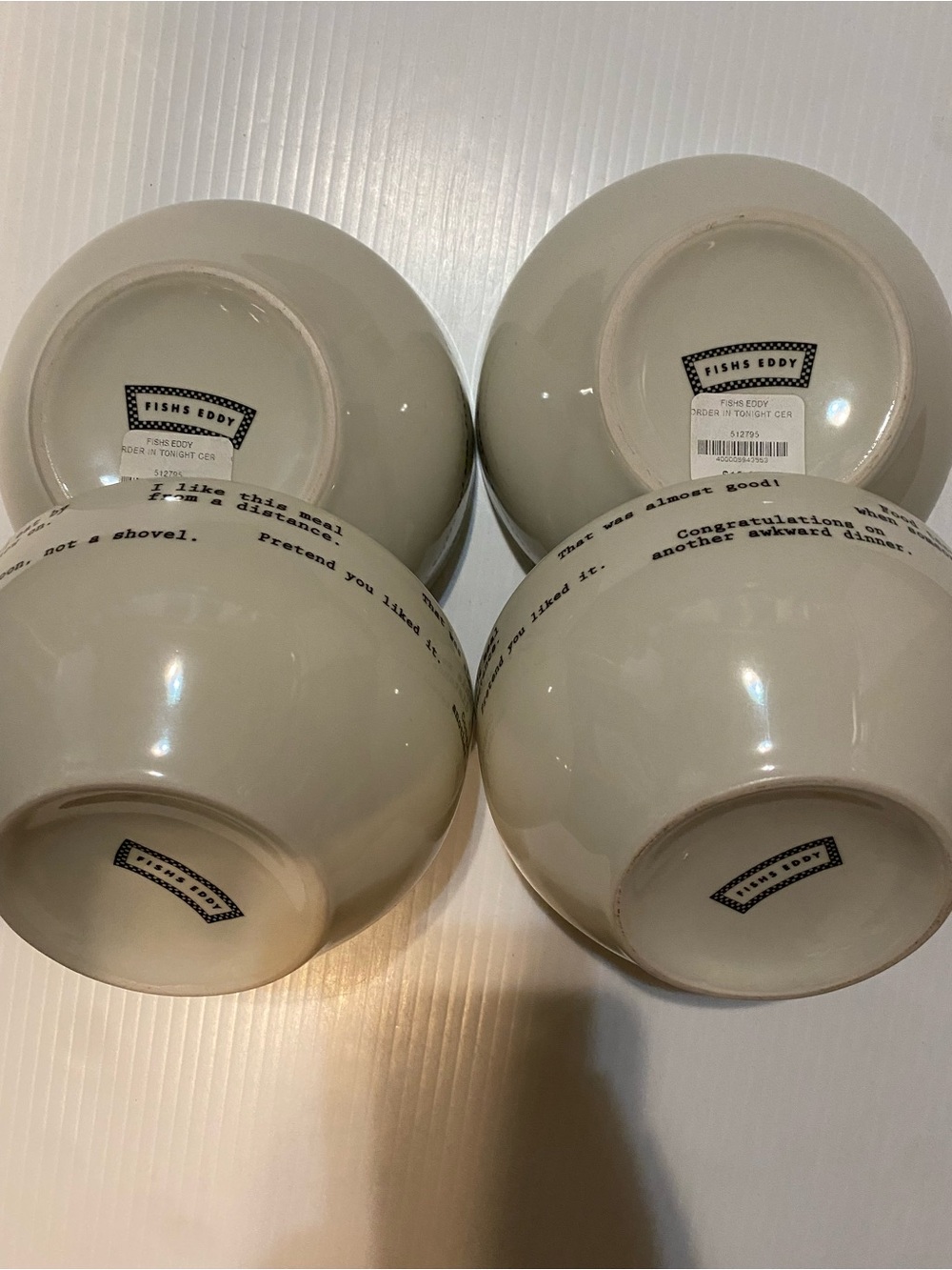 Fishs Eddy Intervention Ware Bowls with Sarcastic and Humorous Text - Set of 4